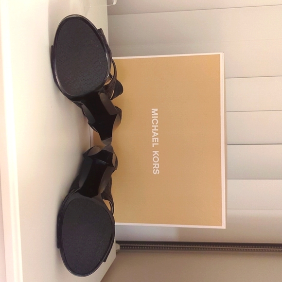 Michael Kors, Black crocodile straps dressy heels. Size 8.5 M - Picture 3 of 3